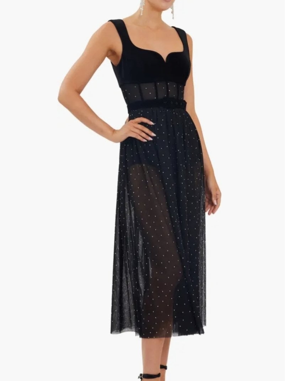 Rebecca Vallance Lilah Diamante Midi Dress - Size 6